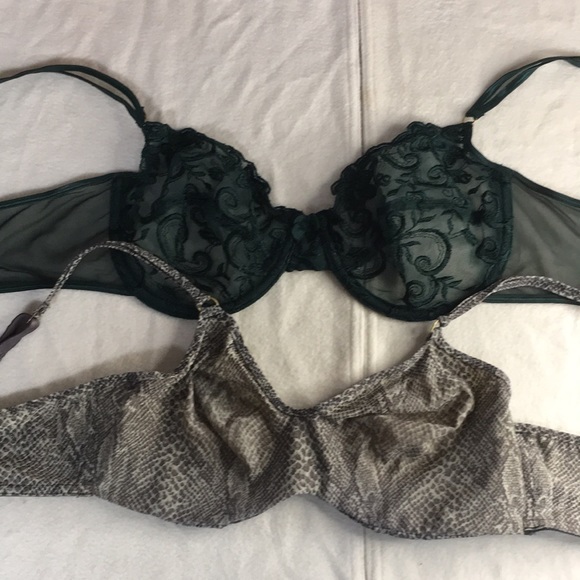 Bin 8 Bundle Of 2 Underwired Bras Adjustable Straps Green & Snake Print Size 36D - Picture 1 of 10